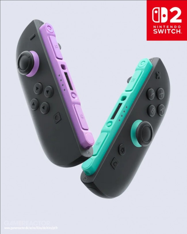 任天堂為 Switch 2 推出淺紫色（左）和淺綠（右）Joy-Con 2 控制器