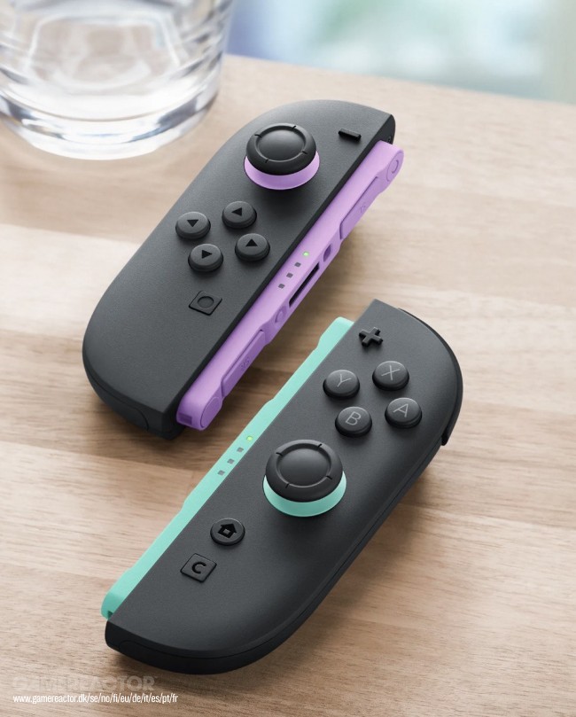 任天堂為 Switch 2 推出淺紫色（左）和淺綠（右）Joy-Con 2 控制器